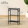 Bijzettafel kleine salontafel met 2 planken, nachtkastje sofatafel met stalen frame voor woonkamer, slaapkamer, zwart 4