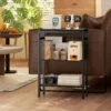 Bijzettafel kleine salontafel met 2 planken, nachtkastje sofatafel met stalen frame voor woonkamer, slaapkamer, zwart 8