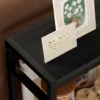 Bijzettafel kleine salontafel met 2 planken, nachtkastje sofatafel met stalen frame voor woonkamer, slaapkamer, zwart 9
