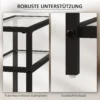 Bijzettafel kleine salontafel met 3 niveaus, tafelblad van gehard glas, moderne nachtkastje sofatafel met stalen frame voor woonkamer, slaapkamer, zwart 7