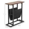 Bijzettafel salontafel met stoffen tas & stalen frame, nachtkastje voor slaapkamer of woonkamer, donkerbruin en zwart 4