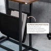 Bijzettafel salontafel met stoffen tas & stalen frame, nachtkastje voor slaapkamer of woonkamer, donkerbruin en zwart 6