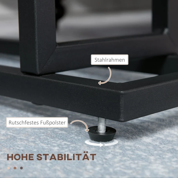 Bijzettafel salontafel met stoffen tas & stalen frame, nachtkastje voor slaapkamer of woonkamer, donkerbruin en zwart 7