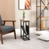 Bijzettafel salontafel met stoffen tas & stalen frame, nachtkastje voor slaapkamer of woonkamer, donkerbruin en zwart 8