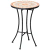 Bijzettafel tuintafel bloemenkruk rond Ø35,5 cm weerbestendig voor tuin terras balkon in geel en grijs 1