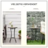 Bijzettafel tuintafel bloemenkruk rond Ø35,5 cm weerbestendig voor tuin terras balkon in geel en grijs 7