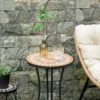 Bijzettafel tuintafel bloemenkruk rond Ø35,5 cm weerbestendig voor tuin terras balkon in geel en grijs 8
