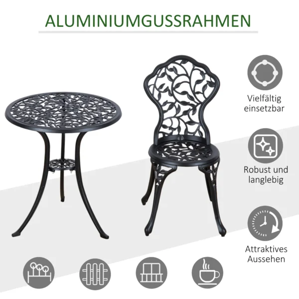 Bistroset voor 2 personen balkonmeubel set met bistrotafel & 2 stoelen, zwart, ideaal voor tuin & terras 6