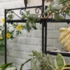 Bloemenstandaard 4 traps opvouwbare bloementrap voor tuin & balkon, metaal met keramische tegels, zwart+beige, 64x64x72cm 10