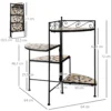 Bloemenstandaard 4 traps opvouwbare bloementrap voor tuin & balkon, metaal met keramische tegels, zwart+beige, 64x64x72cm 4