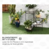 Bloemenstandaard 4 traps opvouwbare bloementrap voor tuin & balkon, metaal met keramische tegels, zwart+beige, 64x64x72cm 5