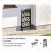 Bloemenstandaard 4 traps opvouwbare bloementrap voor tuin & balkon, metaal met keramische tegels, zwart+beige, 64x64x72cm 6