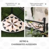 Bloemenstandaard 4 traps opvouwbare bloementrap voor tuin & balkon, metaal met keramische tegels, zwart+beige, 64x64x72cm 7