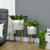 Bloempotten set van 2 plantenstandaard overpot frame voor woonkamer & balkon van metaal, modern ontwerp 2
