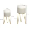 Bloempotten set van 2 plantenstandaard overpot frame voor woonkamer & balkon van metaal, modern ontwerp 4