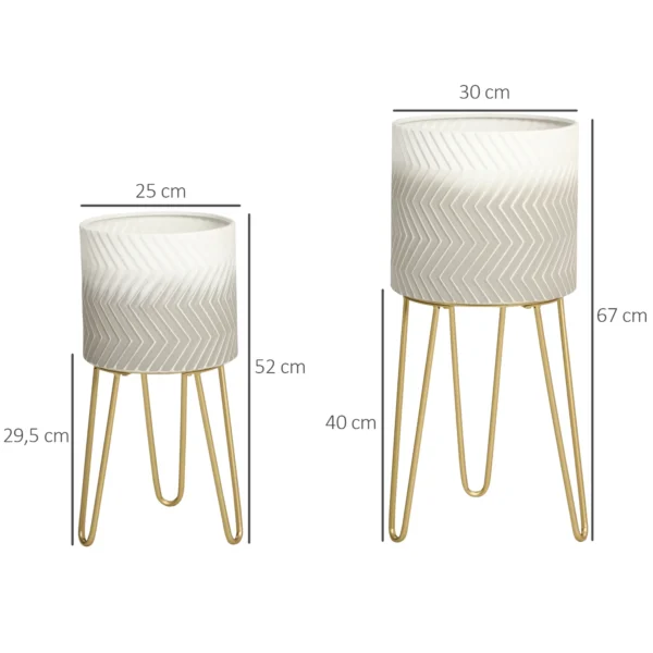Bloempotten set van 2 plantenstandaard overpot frame voor woonkamer & balkon van metaal, modern ontwerp 4