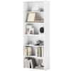 Boekenkast, staand rek met 5 niveaus, opbergrek met verstelbare plank voor woonkamer, slaapkamer, wit 1