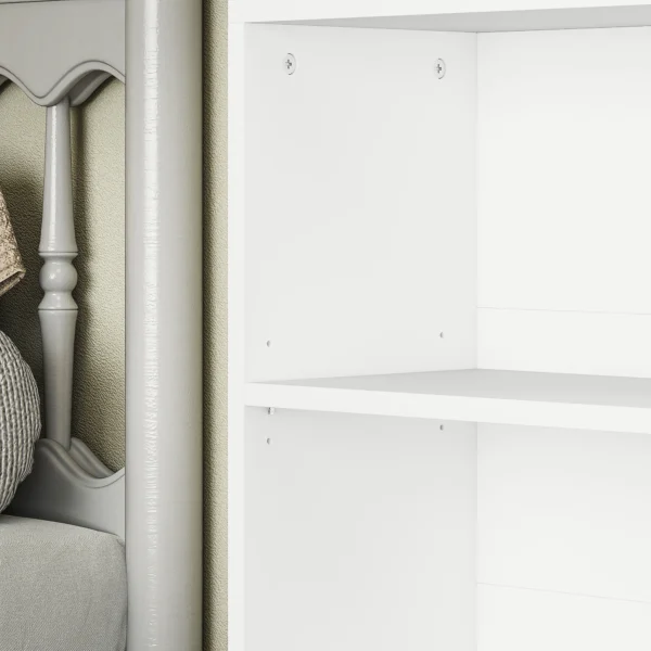 Boekenkast, staand rek met 5 niveaus, opbergrek met verstelbare plank voor woonkamer, slaapkamer, wit 10