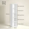 Boekenkast, staand rek met 5 niveaus, opbergrek met verstelbare plank voor woonkamer, slaapkamer, wit 4