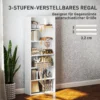 Boekenkast, staand rek met 5 niveaus, opbergrek met verstelbare plank voor woonkamer, slaapkamer, wit 6