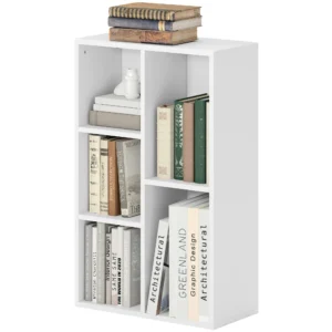 Boekenkast, staand rek met niveaus, opbergrek, keukenrek voor woonkamer, slaapkamer, wit 1