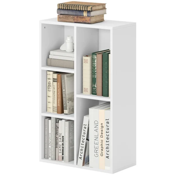 Boekenkast, staand rek met niveaus, opbergrek, keukenrek voor woonkamer, slaapkamer, wit 1