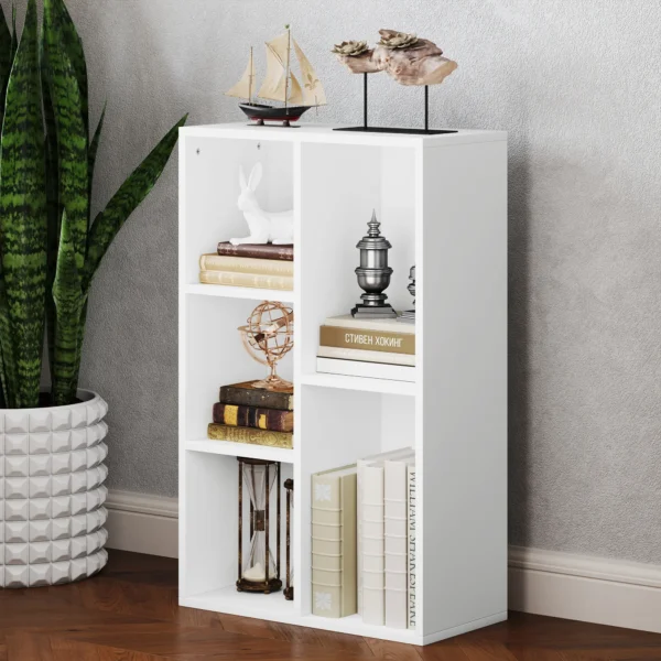 Boekenkast, staand rek met niveaus, opbergrek, keukenrek voor woonkamer, slaapkamer, wit 10