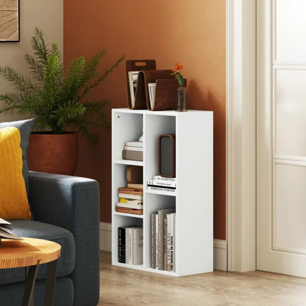 Boekenkast, staand rek met niveaus, opbergrek, keukenrek voor woonkamer, slaapkamer, wit 2