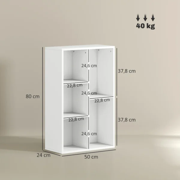 Boekenkast, staand rek met niveaus, opbergrek, keukenrek voor woonkamer, slaapkamer, wit 4