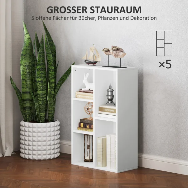 Boekenkast, staand rek met niveaus, opbergrek, keukenrek voor woonkamer, slaapkamer, wit 5