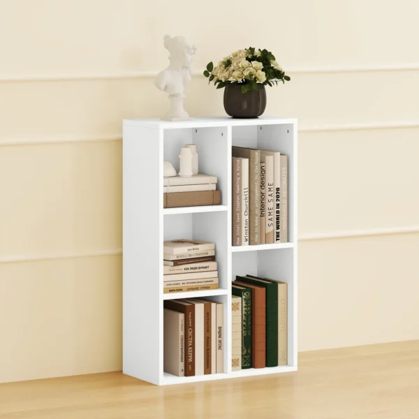 Boekenkast, staand rek met niveaus, opbergrek, keukenrek voor woonkamer, slaapkamer, wit 8