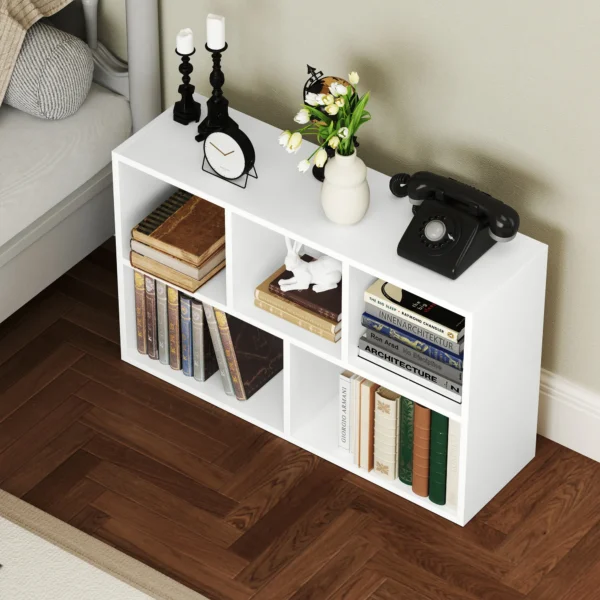 Boekenkast, staand rek met niveaus, opbergrek, keukenrek voor woonkamer, slaapkamer, wit 9