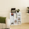 Boekenkast, staande kast met 8 niveaus, opbergrek, keukenrek voor woonkamer, slaapkamer, kantoor, wit 8