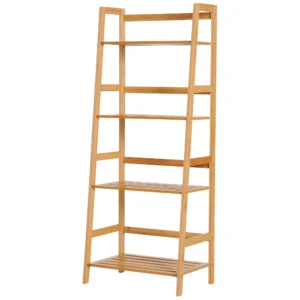 Boekenkast staande plank met 4 niveaus opbergrek van bamboe kantoorrek voor woonkamer, slaapkamer, kantoor, natuur 1