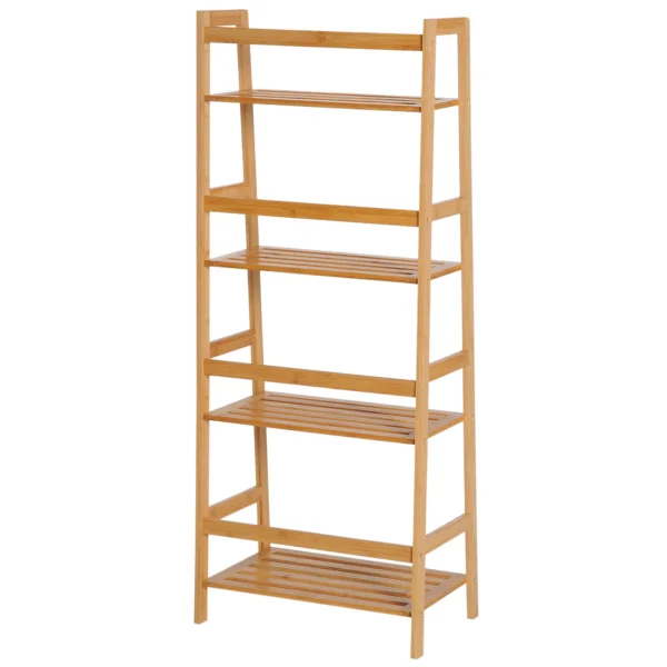 Boekenkast staande plank met 4 niveaus opbergrek van bamboe kantoorrek voor woonkamer, slaapkamer, kantoor, natuur 10