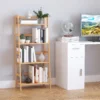 Boekenkast staande plank met 4 niveaus opbergrek van bamboe kantoorrek voor woonkamer, slaapkamer, kantoor, natuur 2