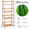 Boekenkast staande plank met 4 niveaus opbergrek van bamboe kantoorrek voor woonkamer, slaapkamer, kantoor, natuur 5