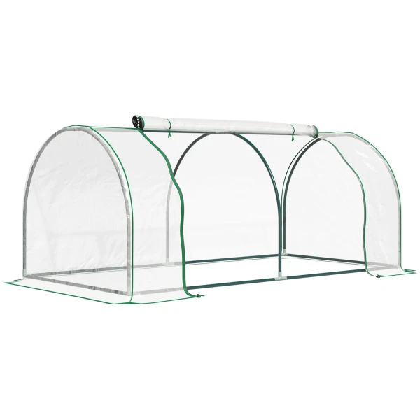 Broeikas met deur 200x100x80cm, kweekbak van staal en pvc voor plantenkweek en tuin 1