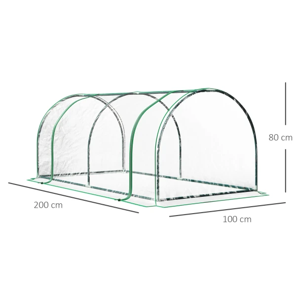 Broeikas met deur 200x100x80cm, kweekbak van staal en pvc voor plantenkweek en tuin 4