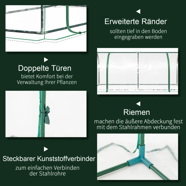Broeikas met deur 200x100x80cm, kweekbak van staal en pvc voor plantenkweek en tuin 6
