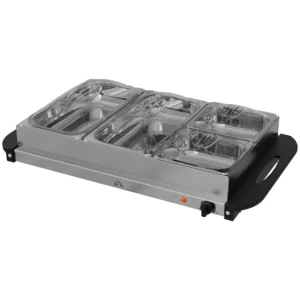 Buffetwarmer 6,8l warmhoudplaat 300 watt roestvrij staal voedselwarmer met verstelbare thermostaat chafing dish voor feesten buffetten familiediners 1