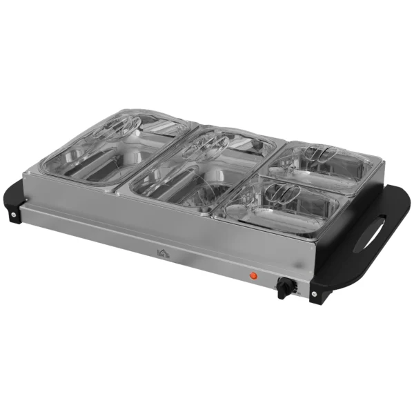 Buffetwarmer 6,8l warmhoudplaat 300 watt roestvrij staal voedselwarmer met verstelbare thermostaat chafing dish voor feesten buffetten familiediners 1