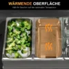 Buffetwarmer 6,8l warmhoudplaat 300 watt roestvrij staal voedselwarmer met verstelbare thermostaat chafing dish voor feesten buffetten familiediners 6