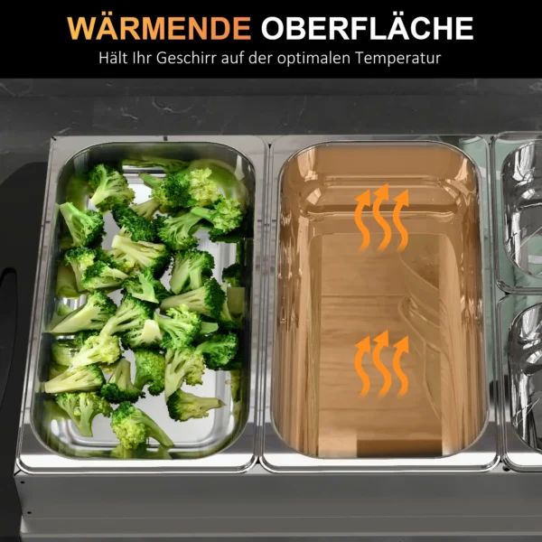 Buffetwarmer 6,8l warmhoudplaat 300 watt roestvrij staal voedselwarmer met verstelbare thermostaat chafing dish voor feesten buffetten familiediners 6