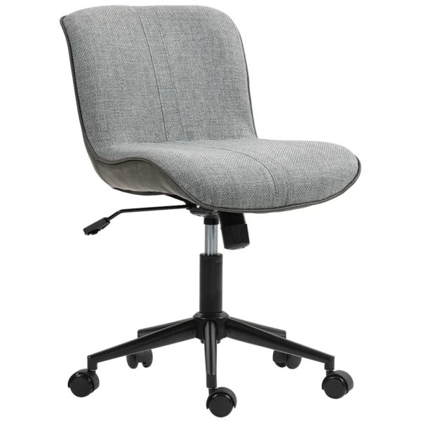 Bureau stoel, hoogte verstelbare thuis kantoor stoel zonder armleunen, draaibare kantoorstoel met kantelfunctie, draaistoel met linnenlook voor slaapkamer, donkergrijs 1
