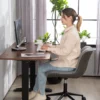 Bureau stoel, hoogte verstelbare thuis kantoor stoel zonder armleunen, draaibare kantoorstoel met kantelfunctie, draaistoel met linnenlook voor slaapkamer, donkergrijs 10