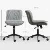 Bureau stoel, hoogte verstelbare thuis kantoor stoel zonder armleunen, draaibare kantoorstoel met kantelfunctie, draaistoel met linnenlook voor slaapkamer, donkergrijs 4