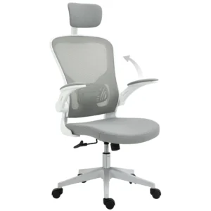 Bureaustoel ergonomische bureaustoel met hoofdsteun en kantelfunctie, in hoogte verstelbaar in grijs, 65 x 64 x 114 122 cm 1