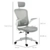 Bureaustoel ergonomische bureaustoel met hoofdsteun en kantelfunctie, in hoogte verstelbaar in grijs, 65 x 64 x 114 122 cm 4