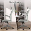 Bureaustoel ergonomische bureaustoel met hoofdsteun en kantelfunctie, in hoogte verstelbaar in grijs, 65 x 64 x 114 122 cm 8